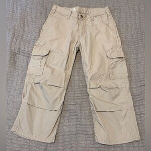 Carhartt Cargo Cropped Pants Womens Size 4 Khaki  Cotton Hiking Fishing Outdoor